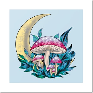 Moon Shrooms Posters and Art